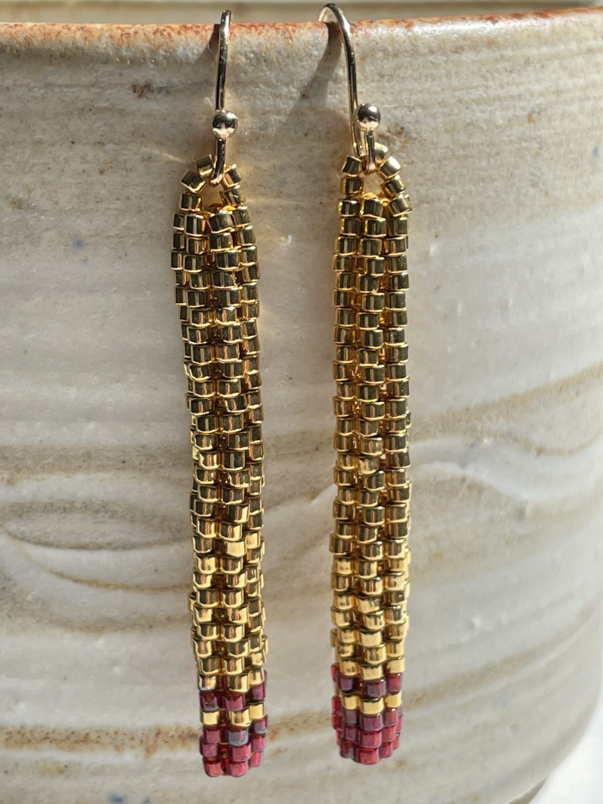 Textured Gold Column Earrings